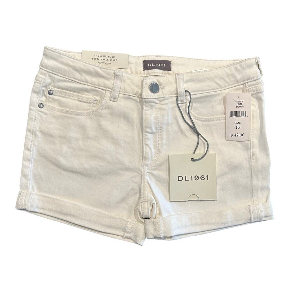 NWT DL1961 Piper Shorts, "Griffon" White, Girls Size 16